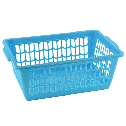 YBM HOME Plastic Perforated Storage Basket Bin Office Drawer, Shelf Desktop Countertop Tray Organizer 32-1188 (1, Blue) - color: Blue, size: Pack of 1