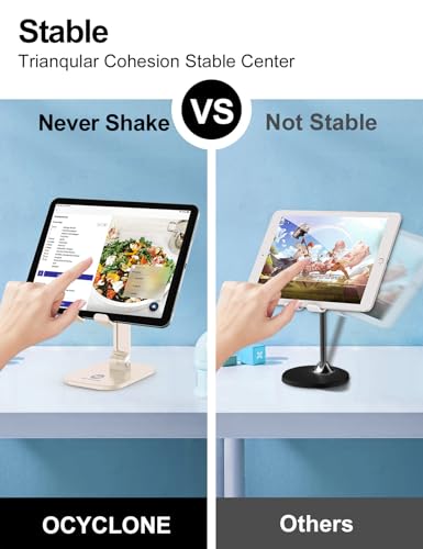 OCYCLONE Phone Stand, Adjustable Height and Angle Foldable Cell Phone Stand Holder for Desk, Taller iPhone Stand Compatible with 4.7"-13" Smartphones iPad Tablet, Beige - color: Beige