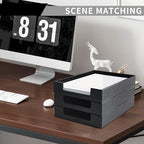 PU Leather Letter Tray - Load Documents Trays Front for Office Desktop Organizer - Desk Magazine, File, A4 Paper Holder - Paper Document File Holder (Black, A4-Tray) - color: Black