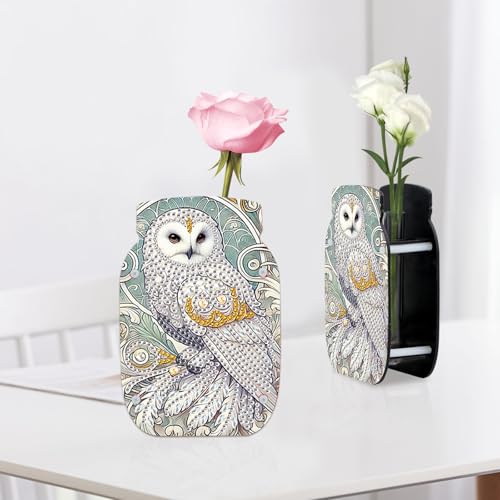 5D Diamond Painting Kit Vase, Halloween DIY cat and Pumpkin Diamond Art for Adult Beginners Acrylic Special Shaped Double-Sided Vase Handmade Crafts, Suitable for Home Living Room Desktop Decoration - color: Owl