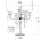 Allgala Crystal Candle Holder 5-Arm Taper Candlestick Crystal Candelabra - Centerpiece for Home Wedding Event and Party Festival - size: 5 Arm
