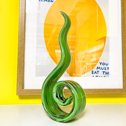 11.4" Tall Hand-Blown Glass Sculpture Murano-Style Sculpture Art Ornament Statue Figurines Home Decor Accent Piece Coastal Ocean Nautical Home Decor,Shelf,TV Stand,Tabletop Centerpieces,Wonderful Gift - color: Green