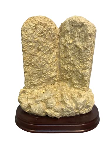 Ten Commandments Tabletop Decor Stone Replica Statue with Scripture On Wood Base - 7 Inches Tall The 10 Commandments Decor for Home or Office.