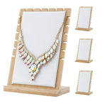 MyGift Set of 4 Bamboo and White Panel Jewelry Display Boards, Tabletop Necklace and Pendant Holder Stands for Retail or Home Organization - color: White, Set of 4