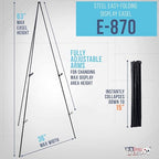 U.S. Art Supply 63" High Metal Folding Display Easel - Adjustable Height, Instantly Collapses, Holds 5 lbs - Portable Art Easel Stand - for Sign, Poster, Canvas, Painting, Picture Display - style: Standard