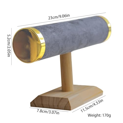 Jewelry Display Stand T Bar Bracelet Holder for Countertop, Watch and Bangle Organizer for Home Dresser Retail Store Showcase - color: Dark Gray Suede