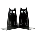 TOBSON Cute Cat Heavy Duty Bookend Nonskid Bookends Art Decoration,A Pairs(Black) - color: Black