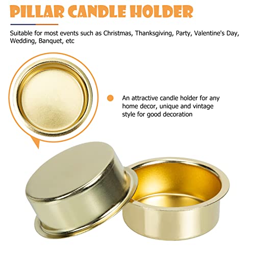 Uonlytech Wedding Table Decor 5pcs Tea Light Tins Cups, Golden Metal Tea Light Candle Holder Empty Scented Candle Cup DIY Candle Holders for Party Wedding Table Decoration Tapered Candlestick Holders - color: Golden
