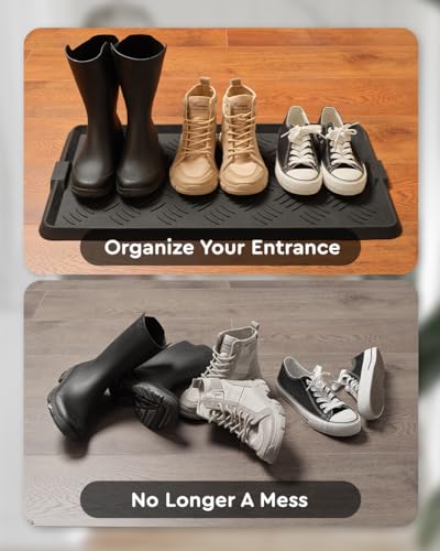 tchdio 2 Pack Rubber Boot Set, Non Slip Shoe Tray for Entryway, Multipurpose Boot Mat Tray, Durable Entryway Mud Mat for Front Door, 16x27.5 Inches - size: 16"x27.5" 2pc