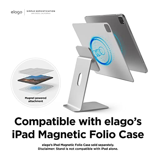 elago Premium iPad Magnetic Stand Designed for iPad Pro 12.9"(5th, 4th Gen), 11"(3rd,2nd Gen), Air 10.9"(5th, 4th Gen), Mini 8.3"(6th Gen, A17 Pro), 10.9"(10th Gen) [Silver] - color: Silver