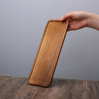 Nogeqi 1 Pack Wood Serving Tray Platter, Rectangle Small Wooden Tray for Food, Solid Acacia Small Charcuterie Boards for Dessert Snack Cheese Appetizers for Home Decor and Parties (11.42x4.13 Inches)