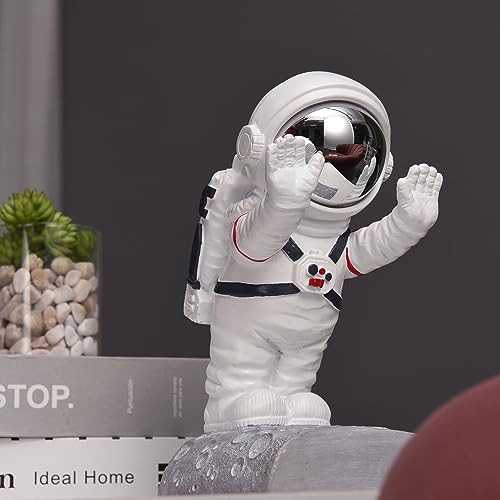 Book End Holder, Astronaut Bookends Outer Space Themed Astronaut Figurine Decorative Book Stoppers to Hold Books Heavy Duty Bookshelf Ends for Kids Rooms Space Decor Bookends (A-Silver Color) - color: Astronaut A-silver