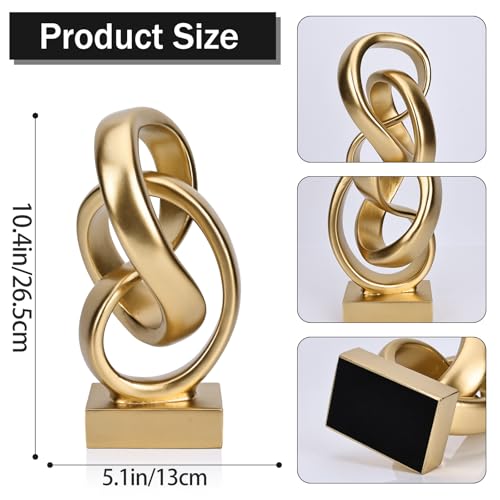 DOVDOV Abstract Gold Knot Statue, Geometric Knot Decor, Gold Decor on Shelf Bookshelf countertop for Living Room Coffee Table Office Coffee Table entryway entryway Desktop Decorative Ornament. - color: Gold