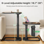 Kitstorack Upgraded TV Tray Table with Panel Lock, 90° Flip-Over Design & Adjustable Height, Sofa Arm Side Table for Eating, Laptop, Couch, Bed, or Small Spaces, Espresso - color: Espresso, style: Auto-locking
