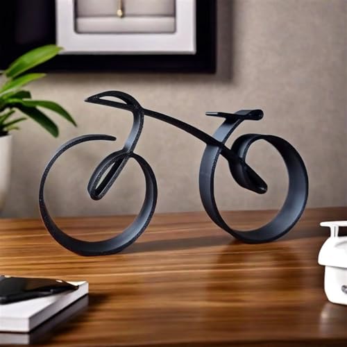 Minimalistic Bicycle Sculpture Wire Framed Style, Bike Silhouette, Gift for a Cyclist, Bicycle Art Wall Decor, Side Table Statue Decor, Home Decoration - color: Black