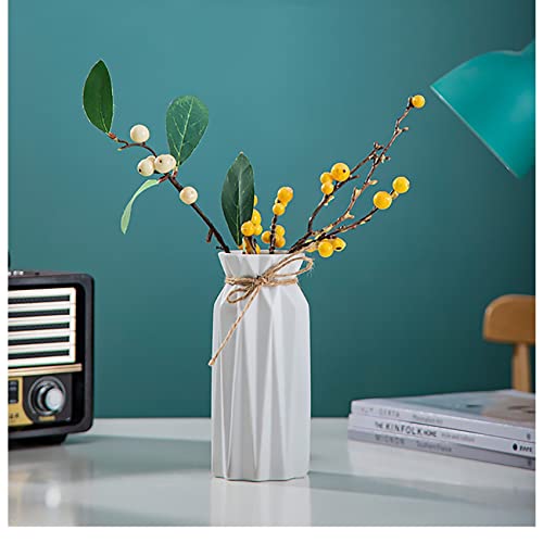 White Ceramic Vase-Flower Vase Dried Flower Vase for Modern Home Decor, Fit for Foyer Living Room Fireplace Bedroom Kitchen,Decent Gift, 8.27" H