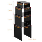 Chuangdi 20 Pcs Acrylic Display Risers, Black Product Stand, Jewelry Display Riser Shelf Showcase Fixtures for Figure Dessert Cupcake Candy Action Showcase (Black, Medium Set) - color: Black, size: Medium Set