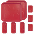 8 PCS Magnetic Trays, Include 2 PCS 11.4 X10.6Inch & 3 PCS 6 X 2.5 Inch & 3 PCS 3.6 X 2.5 Inch, Magnet Tool Tray, Magnetic Parts Tray, Red, by GENHAKON - size: 8 PCS Rectangle Red