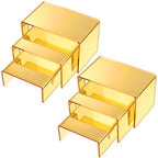 Chuangdi 2 Sets Acrylic Display Risers, Product Stand, Jewelry Display Riser Shelf Showcase Fixtures for Dessert Cupcake Candy Figure Treat Action Showcase(Gold,Small Set) - color: Gold, size: Small Set