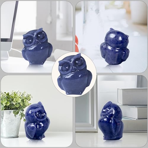 2 Inch Owl Figurine Handcrafted,Blue Aventurine Healing Animal Sculpture,Home Decor Unique Gift for Collectors,Crystal Artwork Nature Lovers Birthday Anniversary Present Spiritual Gift - color: Blue Aventurine Owl