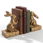 Tatuo 2 Pcs Decorative Rabbit Bookends for Shelves, Bunny Gift Book Ends for Heavy Books Animal Stopper Retriever Statues Bookends with Anti-Slip Base for Book Lover Home Bookshelf, Bronze - style: Rabbit