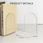 Acrylic Bookends 4 Pieces, Clear Bookends for Shelves, Book Ends for Shelves and Desktop Organizer, Transparent Shelf Book Stopper to Hold Books for Home Office Supplies - style: 4 Pieces Acrylic Bookends