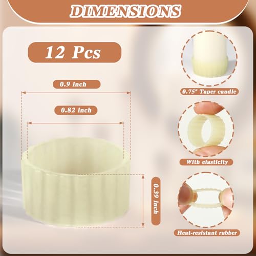 12 Pack Silicone Candle Grippers for Taper Candles | Flexible Holders to Keep Candles Upright | Fits 3/4 inch(0.75") Diameter Standard Candles, Wedding & Event Decor
