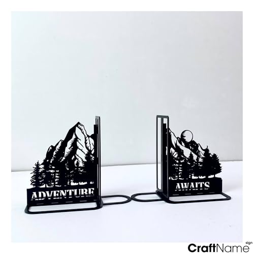 Custom Mountain Bookends for Shelves Decorative, Mountain Range Bookshelf Holder, Mountain Book Ends Metal Art, Book Stopper for Heavy Books - color: Design 06