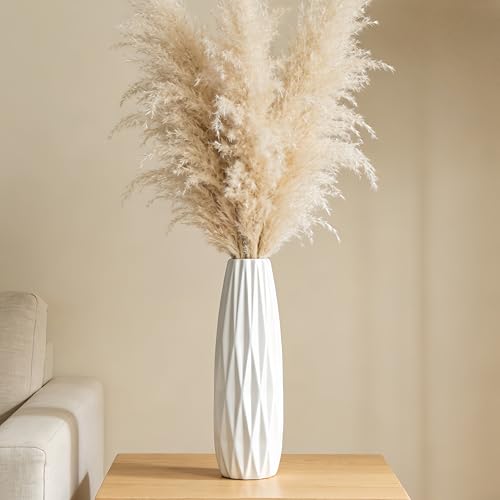 12 Inch White Vase Ceramic Flower Vase, Tall Vases for Pampas Grass, Home Decor, Modern Textured Vases for Living Room Decorations,Table Centerpieces,Shelf,Farmhouse Small Ceramic Vase - style: Shape 6