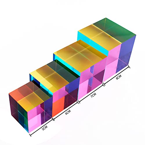 CMY Colorful Cube, 3.15 inch (80mm) Acrylic Mixing Color Cube Prism for Physics Education Learning and Office Desktop Decor, Scientific Toys and Gifts for Kids - size: 80mm