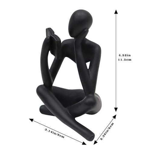 Jinkoozz Reading Women Statue, Thinker Sculptures, Abstract Art Ornament, Modern Aesthetic Figurine Decoration, Suitable for Home Living Room Bedroom Office Shelf Table Desk Bookshelf Decor - color: Black Right, size: Small