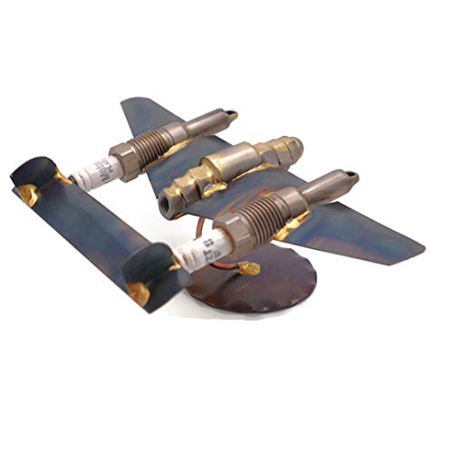 P-38 Lightning Collectible Handmade Metal Art Figurine, Desk Accessories, Trophy, Boss Gift, Home Office Décor, Aircraft - style: P-38 Lightning