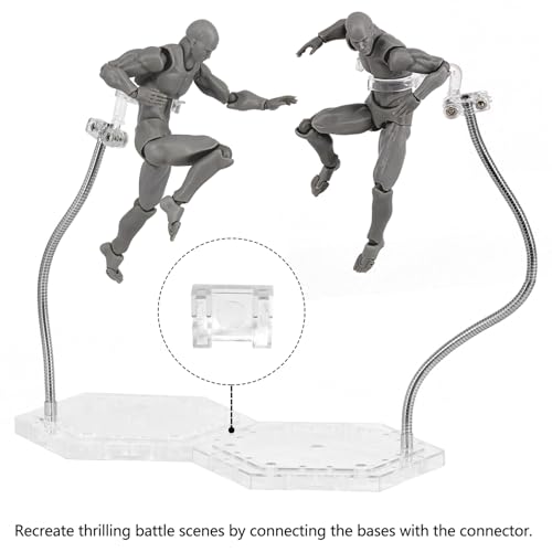 Action Figure Stand with Flexible Metal Arm,Action Figure Pose Display Holder Base,Flight Stands for Action Figures Compatible with HG RG SD SHF Gundam 1/144 Toy with Screwdriver (4Pcs Clear) - color: 4Pcs Clear