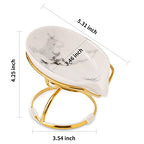 Dobbyby Leaf-Shaped Soap Dish – Ceramic Soap Bar Holder with Self-Drainage System – Bar Soap Holder for Shower, Bathroom Sink, Kitchen – Soap Dish with Stainless Steel Stand (White-Gold-2 Pack) - color: White-gold-2 Pack