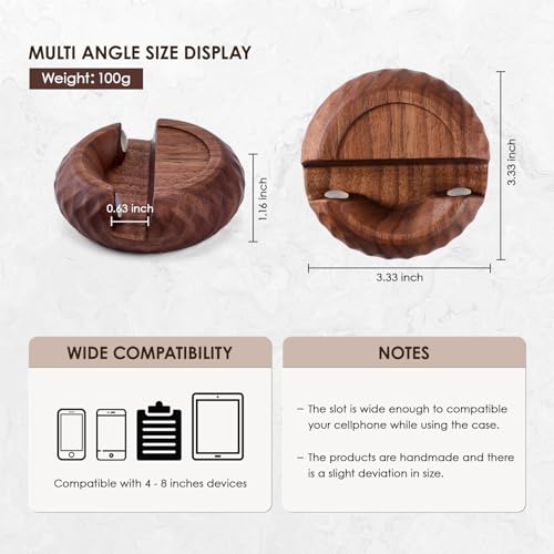 Walnut Wood Cell Phone Stand for Desk Handcraft Diamond Patterned Minimalist Decor for Desk Kitchen Counter Office Easy of Use Sturdy and Stable - style: wood diamond stone