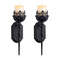 Gothic Wall Sconce Candle Holder (Set of 2) Black Crown and Scepter Design Wall-Mount Metal Candle Holders Hanging Iron Wall Candle Sconce Holder for Living Room, Bathroom, Dining Room - color: Crown Sconce - Standard