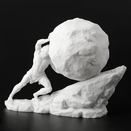 Veronese Design 8 1/8 Inch Sisyphus Pushing The Eternal Boulder Resin Statue Marble White Finish Home Decor Sculpture Greek and Roman Collectible - color: Marble White Finish