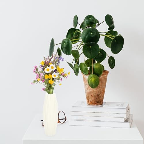 1Pc White Nordic Style Vase - Modern Minimalist Decorative Flower Container for Home and Office Decor 8.26 Inch Tall