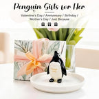 PUDDING CABIN Penguin Gifts for Women: Forever Love Ring Holder Dish - Penguin Gift for Wife Mom Girlfriend Mothers Day, Anniversary, Birthday, Christmas & Wedding - style: Penguin