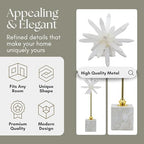 Mystique Small Starburst Statuary – Modern Decorative Object with Marble Base, Metal Stem and Sculptural Flower Top – Contemporary Home Decor Accent for Shelves Tables and Desks, 17", White & Gold - size: 17"