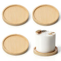Wood Candle Holder Farmhouse Decor, 4PCS Wooden Pillar Candles Tray, Rustic Wooden Candle Stand, Round Woodens Plate Pedestal Stand, Candles Tray Decorative for Living Room, Table Centerpiece