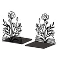 Peacoblue Metal Bookends for Shelves, Modern Decorative Heavy Duty Study Book Support Stoppers for Office, Desk, Shelf, Room 5.3"x4.3"x7.9" Cast Iron Simple Tall Bookends, 1 Pair (Books and Flowers) - style: Books and Flowers