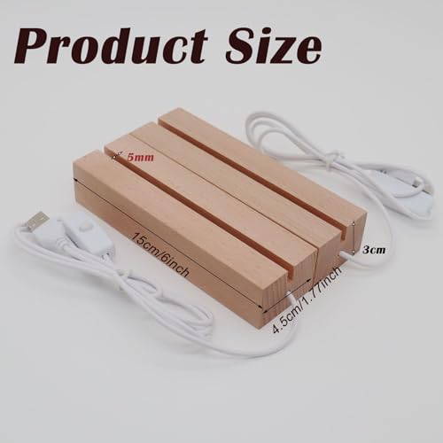 4Pcs 6“ Wooden LED Light Display Stand Base,Rectangle Wood Led Light Base Wooden Lamp Base for Display Photos Acrylic Pictures Plexiglass Crystal Resin Craft Art -Warm Light - color: Warm Light, size: 4PC 6"