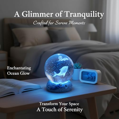 3D Crystal Ball Figurine, 2.4inch Oceans Glass Ball Gifts for Women, Sculpture Display Paperweight Keepsakes for Marine Organism Lover Desk Home Decor (Dolphins) - color: Dolphins