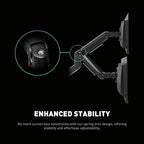 MSI MAG MT201D - Premium Heavy Duty Dual Monitor Stand Arms, 17-45" Support, VESA Compatible, Adjustable Spring Mount, 44 lbs per Screen, Clamp & Grommet, Quick Release Plate - Black - color: Black