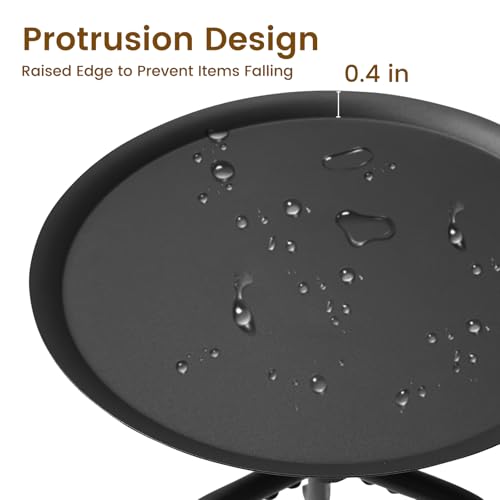 Plant Stand Indoor, Mid Century Single Plant Table, 3-Leg Minimalist Heavy Duty Metal Tall Flower Pot Stand, Modern Round Small Side End Table with Raised Design - color: Black