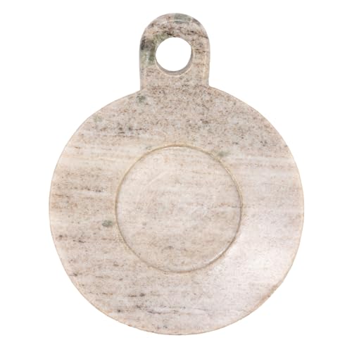 Creative Co-Op Hand-Carved Marble Dish with Handle, Beige - color: Beige, size: 5" x 4"
