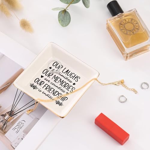 Our Friendship Is Endless Jewelry Dish Tray Ceramic Trinket Dish For Women Retirement Gift For Woman Willow Tree Friendship Graduation Gifts For Her - style: Our friendship is endless