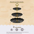 Pack of 10 NWK Cake Stand Set, with 3 x Two-Tier and 3 x Three-Tier Cupcake Stands, 4 x Appetizer Trays, 1 x Tablecloth for Birthday Bridal Baby Shower Party (Black) - color: Black
