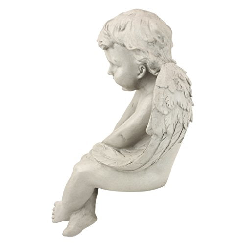 Design Toscano JE101261 Angel of Meditation Shelf Sitting Statue, 13 Inch, Polyresin, Antique Stone